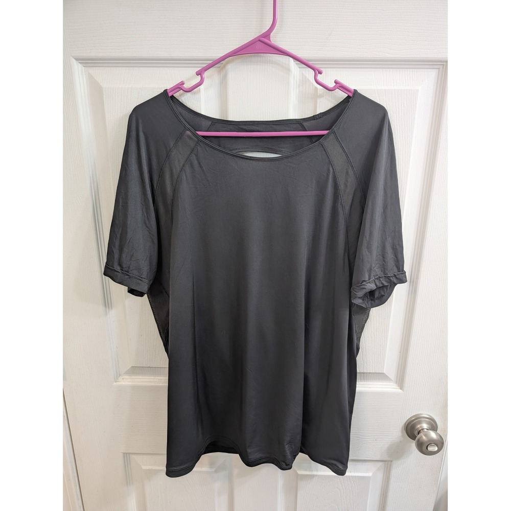 Lululemon If You're Lucky Wrap Back Mesh Short Sleeve Top Women Black - Size 12‎